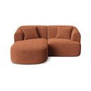 Divano angolare color terracotta (con penisola a sinistra/con chaise lounge) con rivestimento in velluto a coste Campi – Cosmopolitan Design