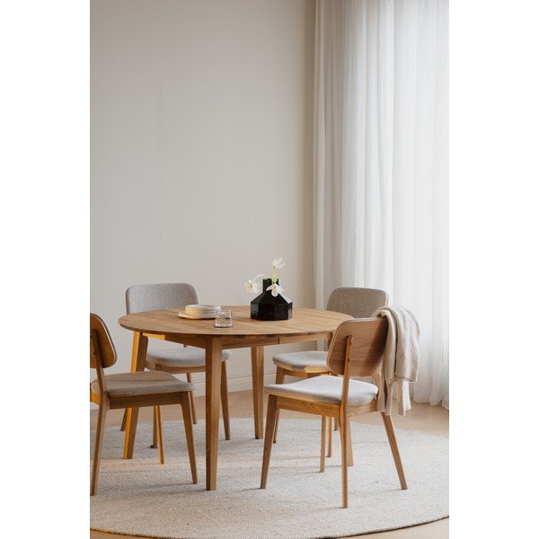 Sedia da pranzo color crema/di colore naturale in rovere massiccio Barrett – Rowico-image-1