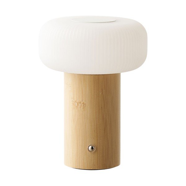 Lampada da tavolo bianca/di colore naturale in bambù con paralume in plastica (altezza totale 18 cm) Stafford – House Nordic