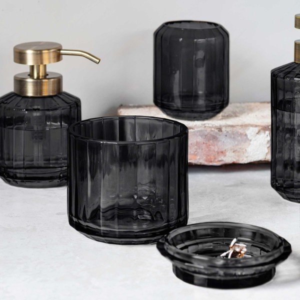 Organizer da bagno in vetro nero per tamponi di cotone Vision - Mette Ditmer Denmark-image-1
