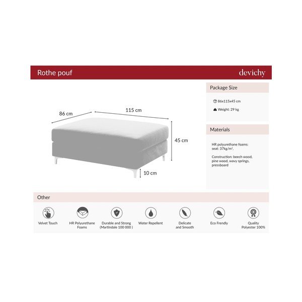 Pouf in velluto grigio scuro Devichy Rothe - devichy-image-4