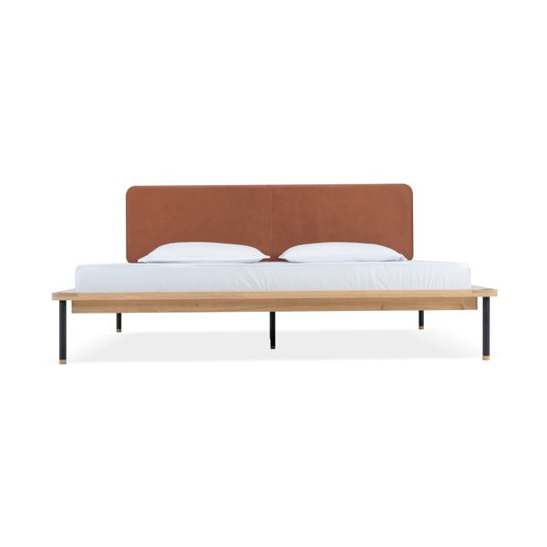 Letto matrimoniale in rovere marrone/naturale con griglia 160x200 cm Fina - Gazzda-image-2