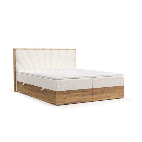 Letto boxspring con contenitore in crema-naturale 140x200 cm Asahi - Maison de Rêve