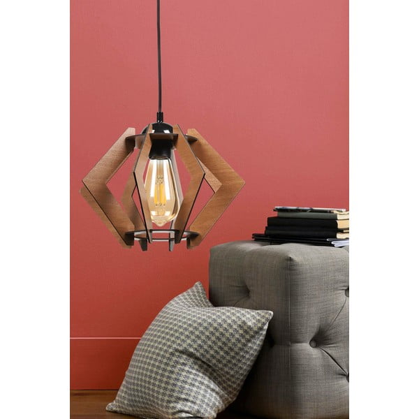 Lampada da soffitto nera con paralume in legno - Squid Lighting-image-1
