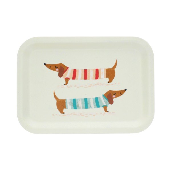 Vassoio per bambini color crema in legno 20x28 cm Sausage dog – Rex London