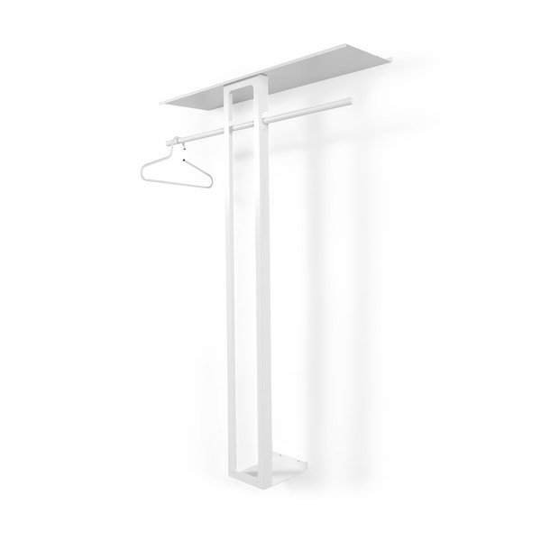 Attaccapanni da parete bianco in acciaio con scaffale 100 cm Luno Large – Spinder Design