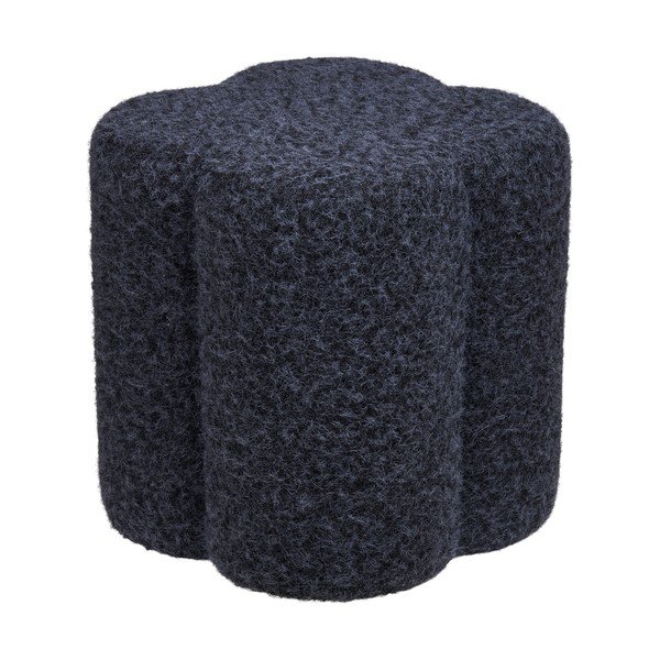 Poggiapiedi blu scuro con rivestimento in bouclé Durban – House Nordic