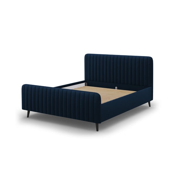 Letto matrimoniale imbottito blu scuro con griglia 180x200 cm Lily - Micadoni Home