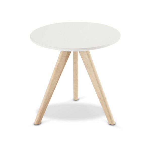 Tavolino bianco con gambe in rovere, Ø 40 cm Life - Furnhouse