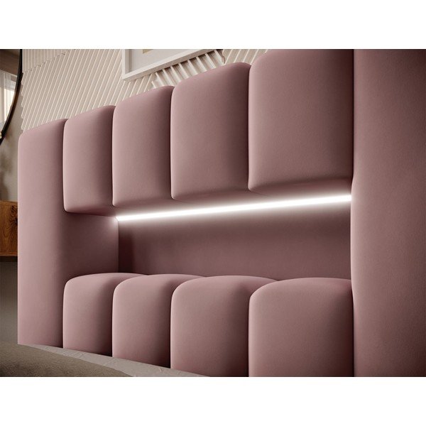 Letto singolo imbottito rosa con contenitore con rete inclusa 90x200 cm Lamica – ELTAP-image-3