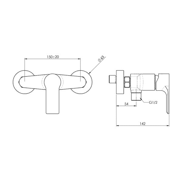 Rubinetto per doccia in nero opaco da parete (con una uscita) Pax – Sapho-image-1