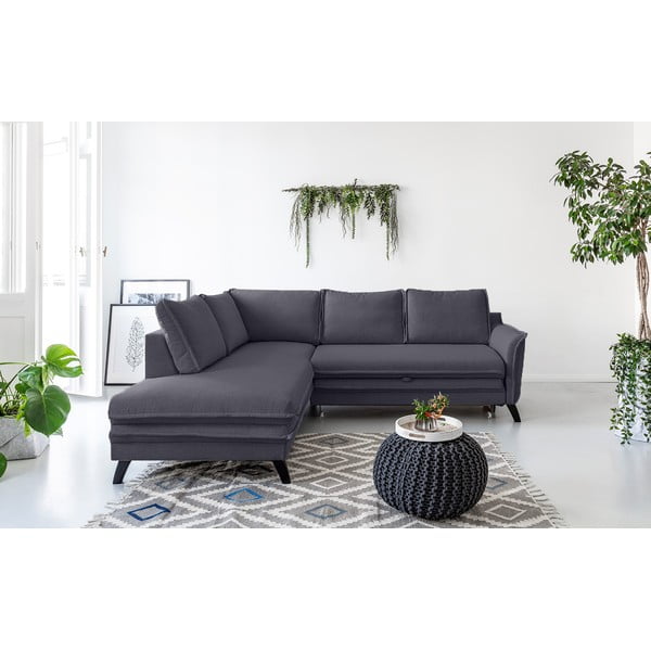Divano letto angolare antracite L, angolo sinistro Charming Charlie - Miuform-image-1