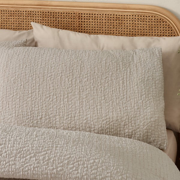 Set copripiumino e federa marrone chiaro in crêpe per letto singolo 135x200 cm Crinkle Seersucker – Catherine Lansfield-image-2