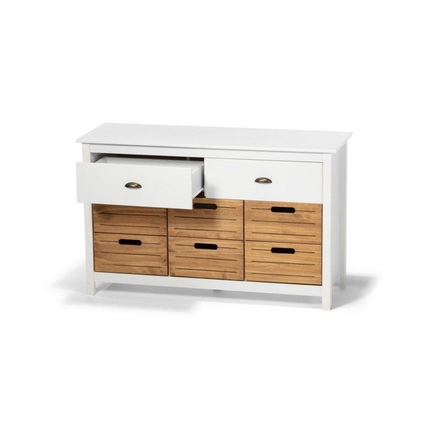 Cassettiera in pino bianco con 8 cassetti Ibiza - Bonami Essentials-image-3