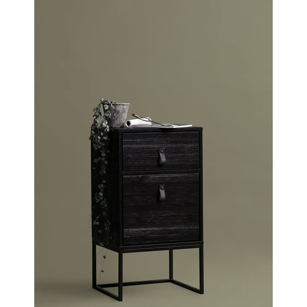 Comodino nero con cassetto e anta Zola - WOOOD-image-1