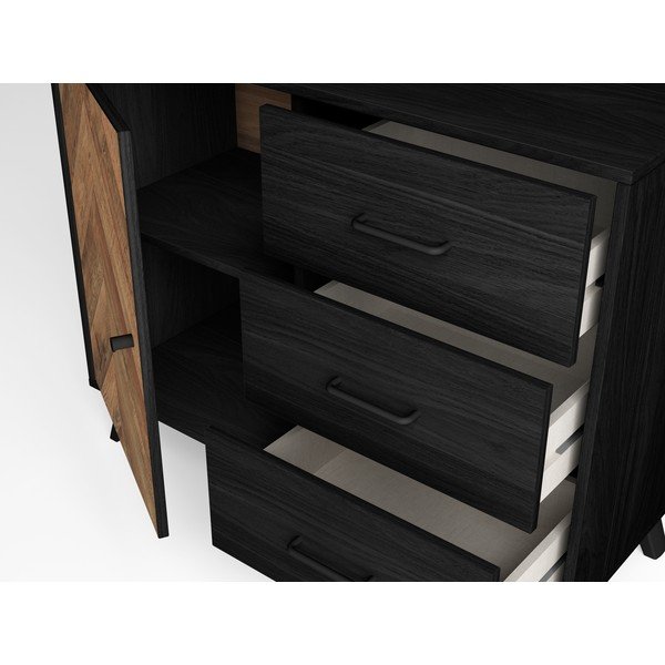 Cassettiera bassa nero/marrone 92x81 cm Chevrons - Marckeric-image-2