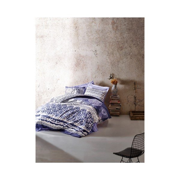 Set di biancheria da letto matrimoniale in cotone con lenzuolo Kalvado, 200 x 220 cm - Mijolnir
