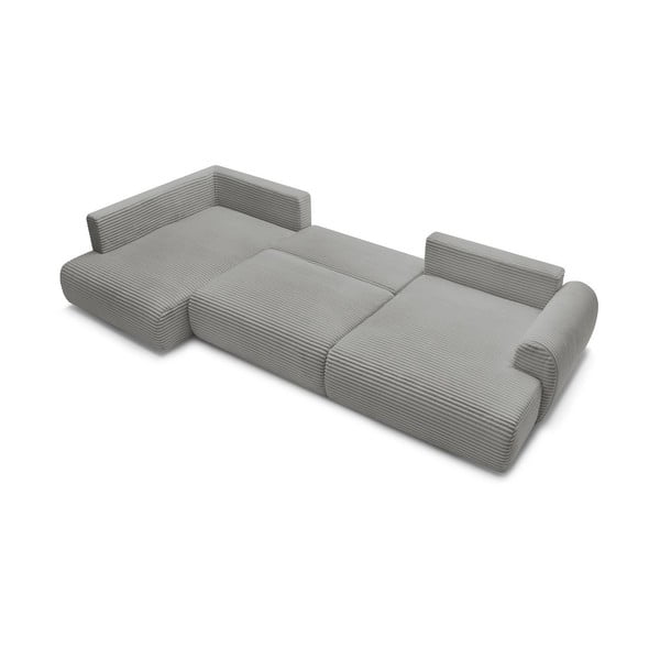 Divano angolare grigio scuro allungabile/con contenitore (con penisola a sinistra/a U) con rivestimento in velluto a coste Lucien – Bobochic Paris-image-4