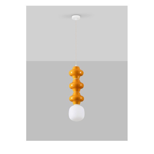 Lampadario bianco/arancione in ceramica con paralume in vetro ø 18 cm Clio – Nova Luce-image-2