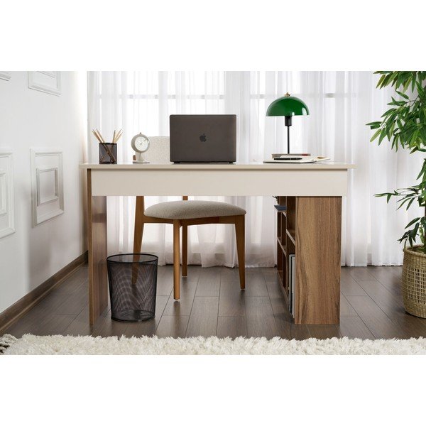 Scrivania angolare con effetto noce 120x130 cm Vesper – Kalune Design-image-3