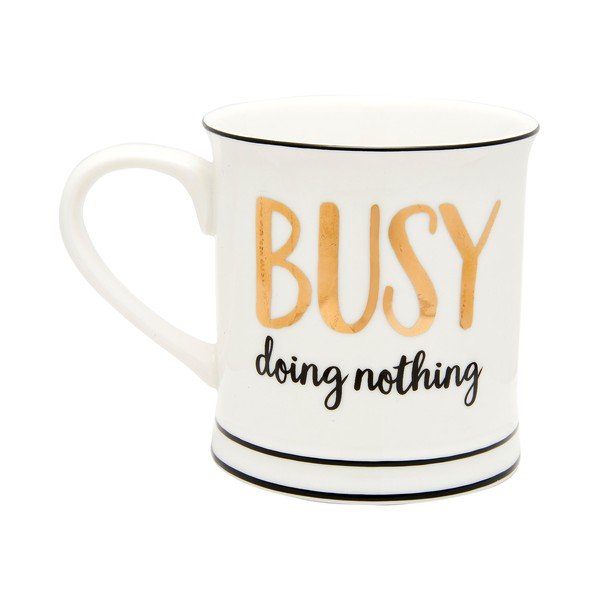 Tazza bianca con dettagli neri e oro Metallic Busy, 400 ml Busy Doing Nothing - Sass & Belle