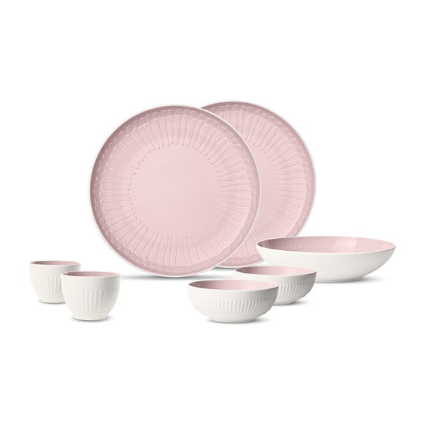 Set di 7 pezzi di piatti in porcellana bianca e rosa Villeroy & Boch Blossom - Villeroy&Boch