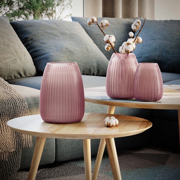 Vaso rosa chiaro in vetro (altezza totale 24 cm) Sevilla – Restilo-image-1