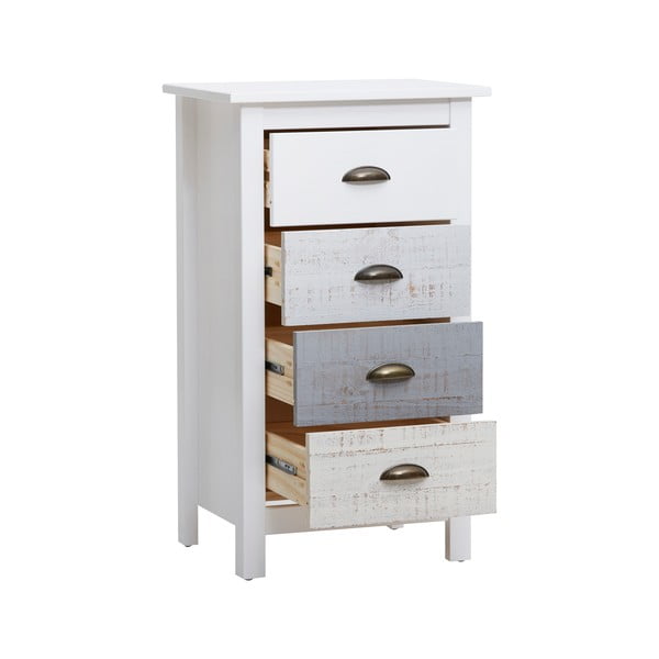 Cassettiera alta bianca e grigia con 4 cassetti , 46 x 80 cm Romantica - Marckeric-image-4