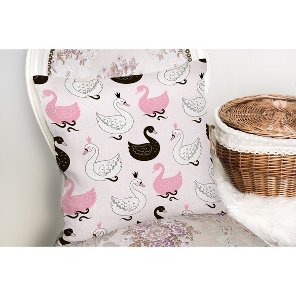 Federa in misto cotone con sfondo rosa Animali gentili, 45 x 45 cm - Minimalist Cushion Covers-image-1