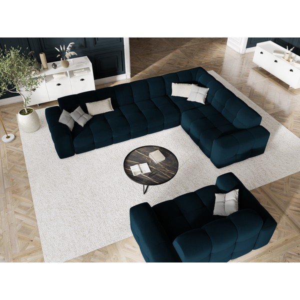 Divano angolare in velluto blu scuro (angolo destro) Kendal - Micadoni Home-image-1