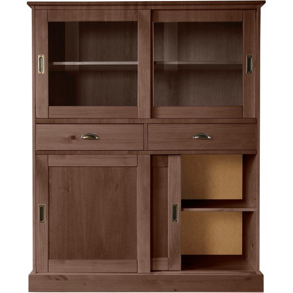 Vetrina in legno di pino marrone con ante scorrevoli 140x40 cm Harry - Støraa-image-3