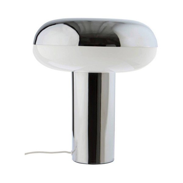 Lampada da tavolo color argento lucido in metallo (altezza totale 32 cm) Paneta – Jotex
