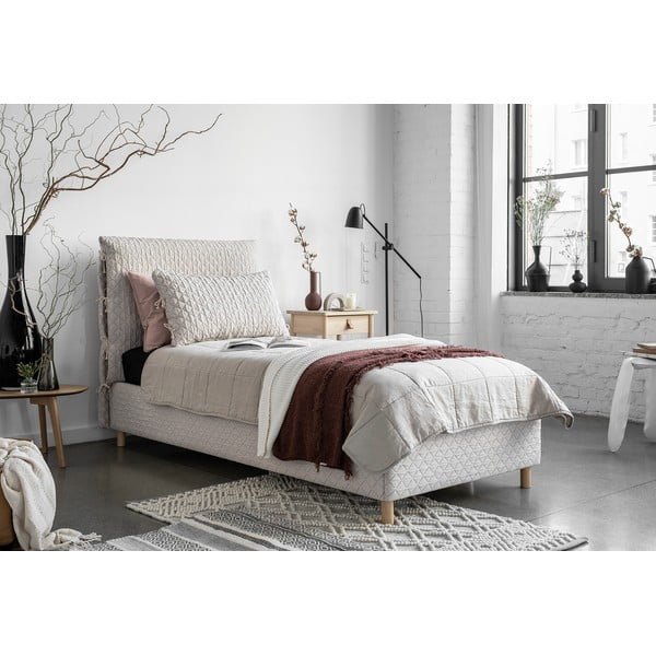 Letto singolo imbottito beige con rete 90x200 cm Sleepy Luna - Miuform-image-3