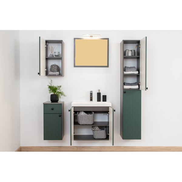 Mobile bagno basso sospeso verde-antracite 30x60 cm Asti - STOLKAR-image-3