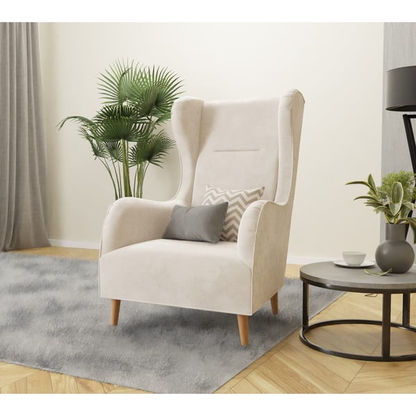 Poltrona in velluto crema Carole - Ropez-image-3