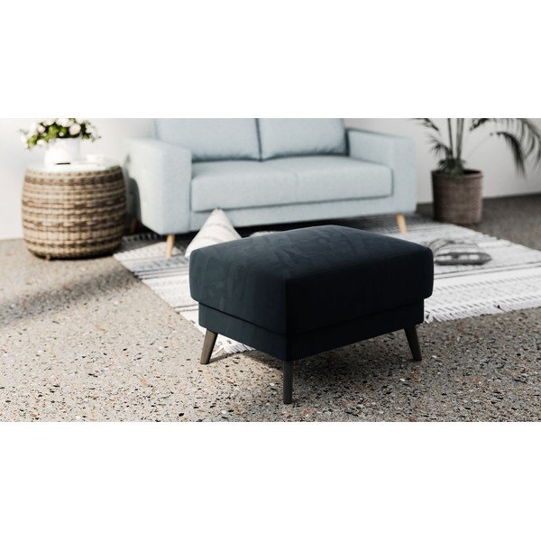 Pouf in velluto blu scuro Fynn - Ghado-image-1