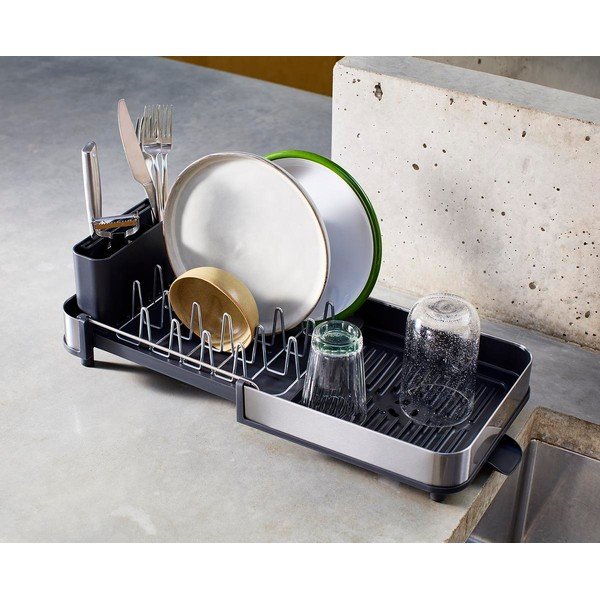 Scolapiatti regolabile nero in plastica 31x19 cm Extend Slim Steel – Joseph Joseph-image-1