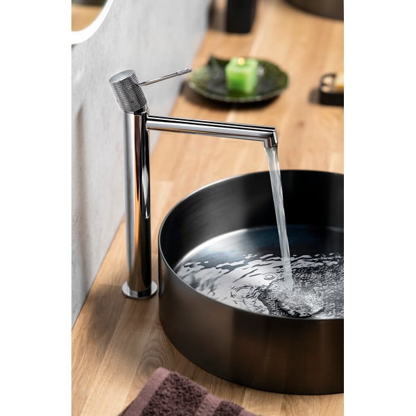 Rubinetto per lavandino in argento lucido verticale Solaris – Sapho-image-2