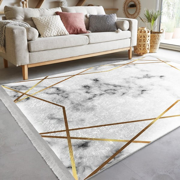 Tappeto in bianco-oro 80x150 cm - Mila Home-image-2