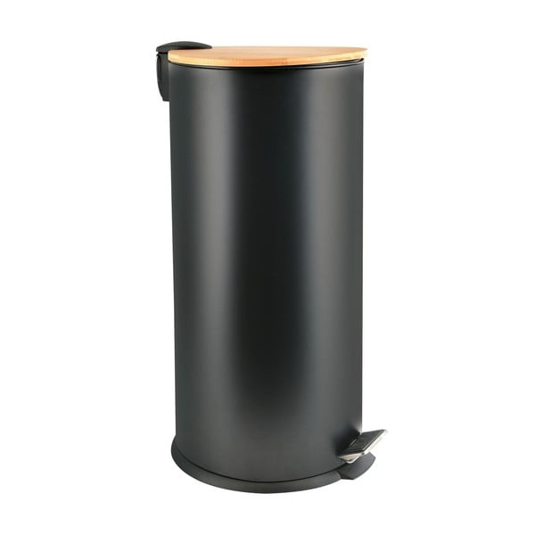 Cestino per la spazzatura nero opaco in acciaio con pedale 30 l   Adonis – Spirella