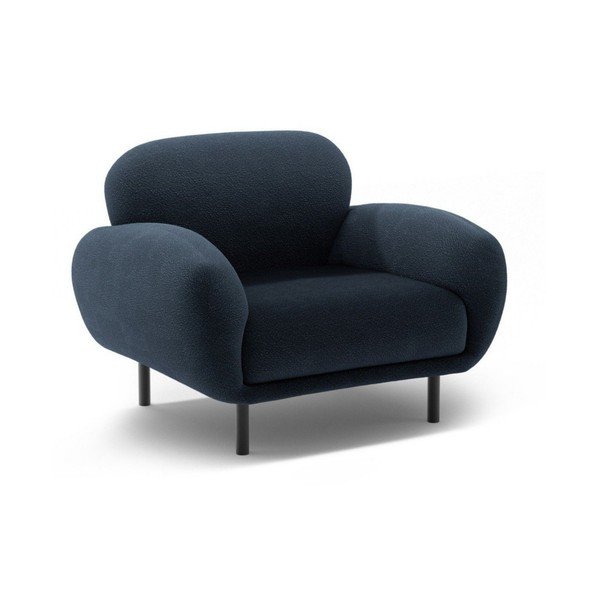 Poltrona blu scuro con rivestimento in bouclé Poppy – Micadoni 