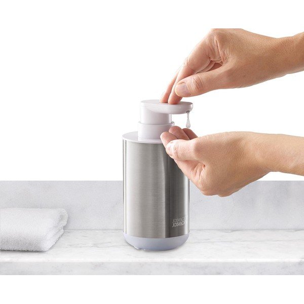 Dispenser per sapone argentato in acciaio inox 300 ml Duo Steel – Joseph Joseph-image-4