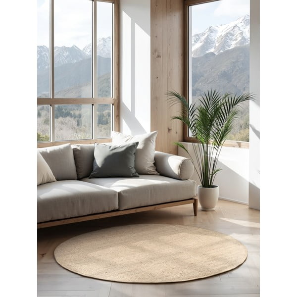 Tappeto rotondo color crema in iuta ø 200 cm Bouclé Jaipur – Hanse Home-image-1