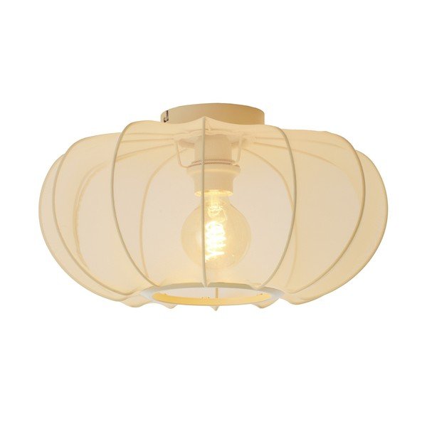 Plafoniera color crema con paralume in tessuto ø 40 cm Plumalia – Light & Living-image-1