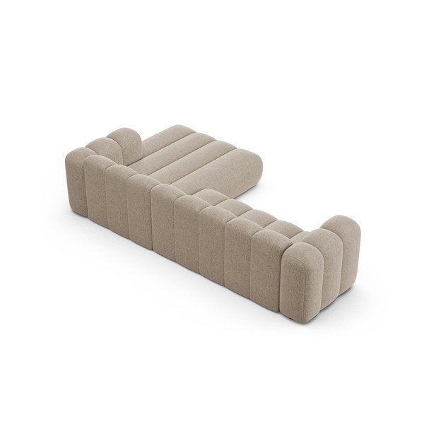 Divano angolare beige (con penisola a destra/con chaise lounge) con rivestimento in ciniglia Lupine – Micadoni -image-3