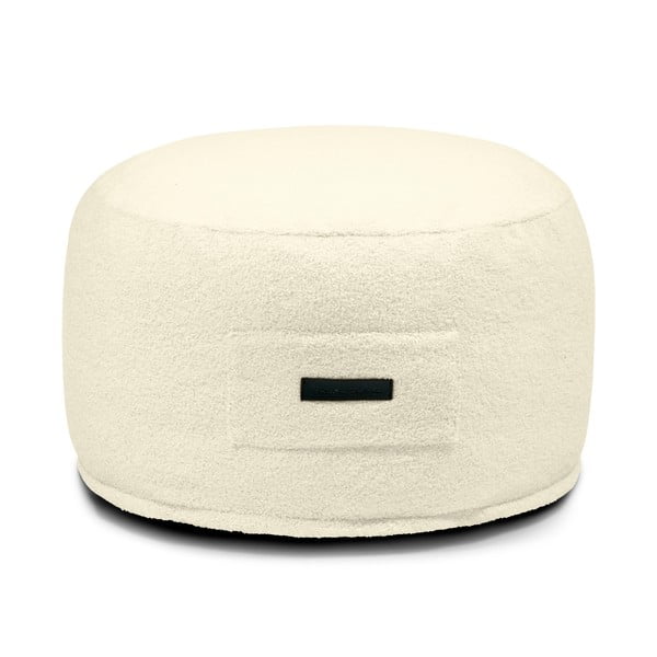 Poggiapiedi color crema con rivestimento in bouclé Om 60 – SLOWDOWN