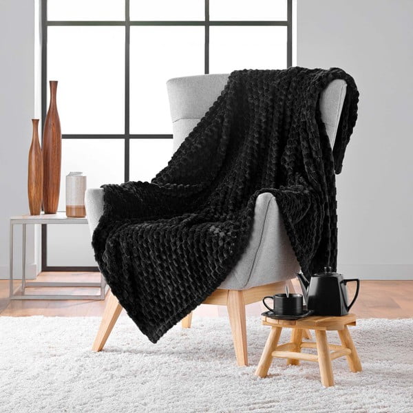 Coperta nera in microflanella 125x150 cm Mini Frosty – douceur d'intérieur-image-2