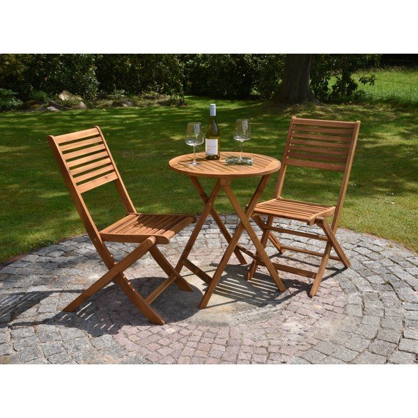 Set da pranzo da giardino di colore naturale in acacia massiccia per 2 persone Ibarra – Garden Pleasure-image-2