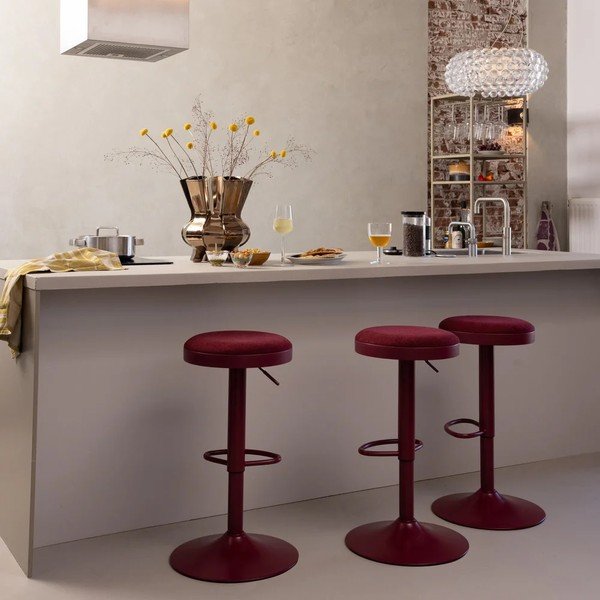 Sedia da bar burgundy imbottito con altezza regolabile Mevo – WOOOD-image-2