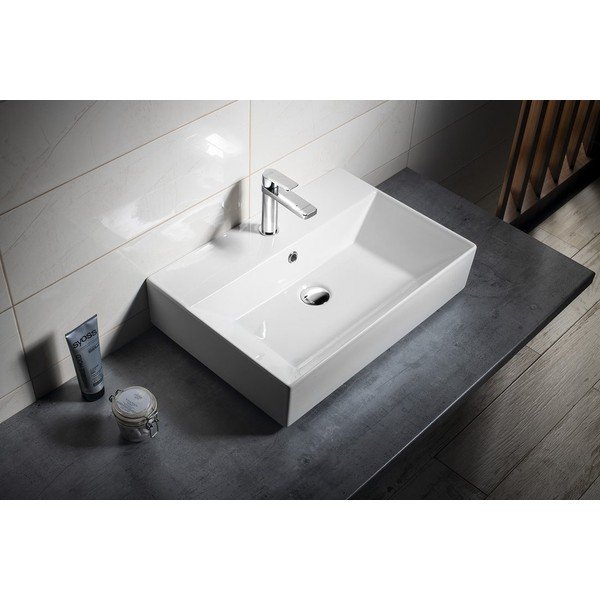 Lavabo bianco in ceramica 60x42 cm Sistema – Sapho-image-1